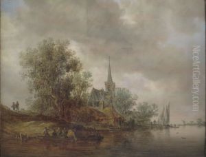 River Landscape with a Village Church by Jan van Goyen