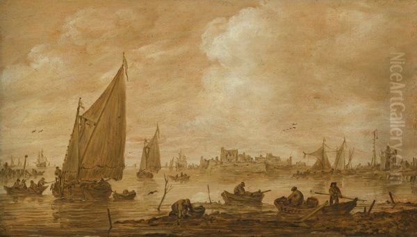 View of a Dutch Estuary with Fishermen Boats - view 1