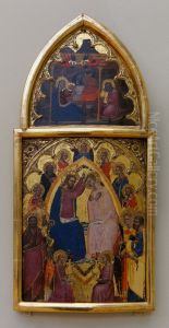 La Nativite et le couronnement de la Vierge by Jacopo di Cione