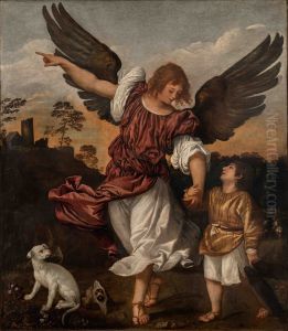 Archangel Raphael and TobitFrancais:L'Archange Raphael et TobieItaliano:L'arcangelo Raffaele e Tobiolo by Titian