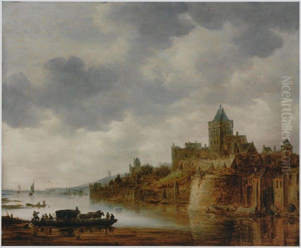 River Landscape with View of Valkhof, Nijmegen - view 1