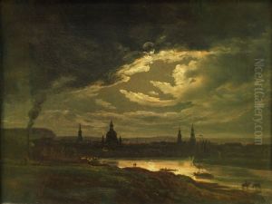 Nachtliche Ansicht von Dresden by Johan Wilhelm Ludwig Dahl