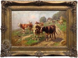 Cows On A Summerypasture by Adolf Chelius
