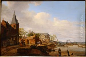 View of Elten along the Rhine by Jan Van Der Heyden
