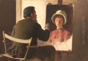 Kramskoy Painting a Portrait of his Daughter by Ivan Kramskoi
