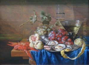 Nature morte au vase avec fruits et fruits de mer
