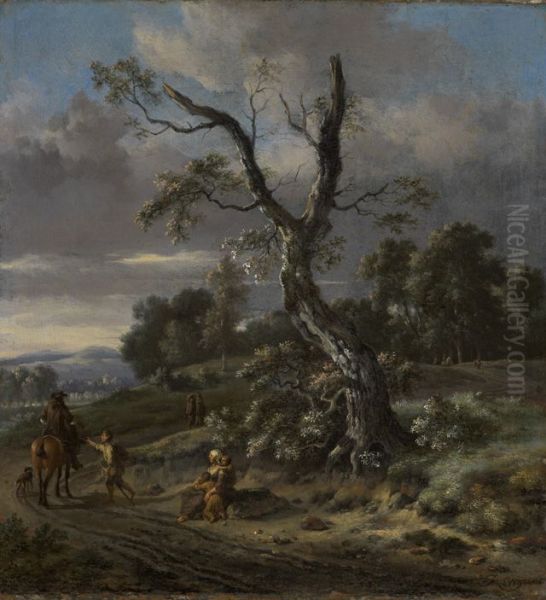 Hilly Landscape with a Beggar Family - view 1