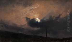 The Moon behind Clouds by Johan Wilhelm Ludwig Dahl