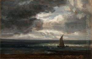 Sailing-boat under Storm-clouds by Johan Wilhelm Ludwig Dahl