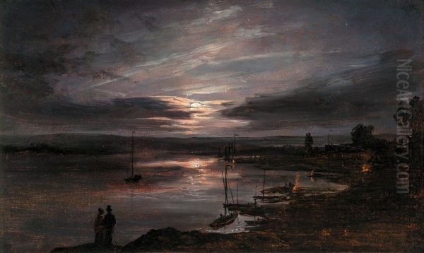 The Elbe in Moonlight - view 1