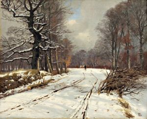 Winter landscape of forests near Hillerod by Thorvald Niss