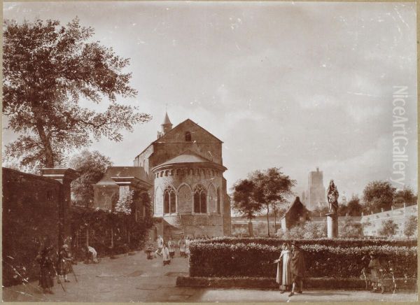 View of the cloister garden behind the church of St. Cecilia in Cologne - view 1