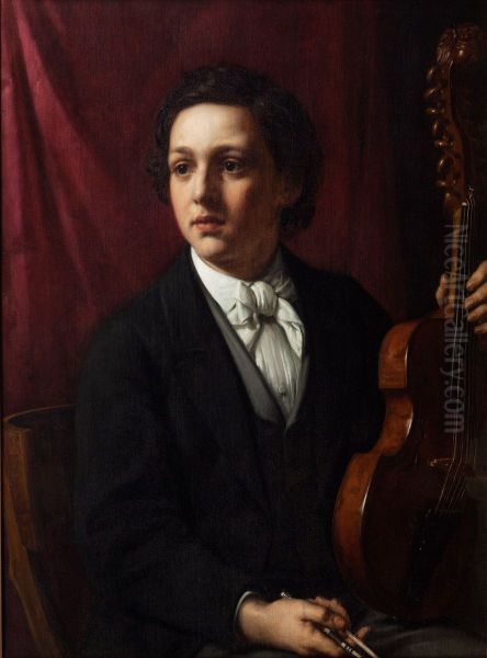 En ung musiker (Fr. Rung, 1854-1914) med sin viola - view 1