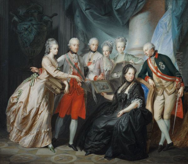 Erzherzogin Marie Christine und Herzog Albert von Sachsen Teschen prasentieren der Familie Bilder von den Verwandten in Italien - view 1