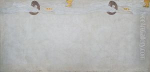 Beethovenfries: Die Sehnsucht nach Gluck - Tafel 2, linke Langwand by Gustav Klimt