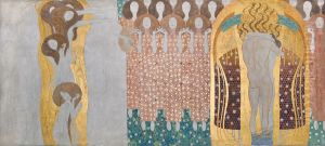 Beethovenfries: "Die Kunste", "Paradieschor" und "Umarmung" (Tafel 8, rechte Langwand)