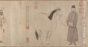 yuan   zhao meng fu   zhao yong   zhao lin   wu xing zhao shi san shi ren ma tu   juan by Zhao Mengfu