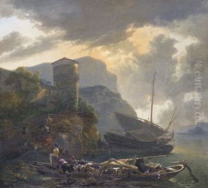 Meridional landscape with boats by Adam Pynacker