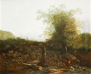 Wooded landscape with ford Wooded landscape with ford