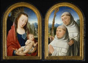 diptych Madonna and Child, St. Bernard with Cistercian Monk, Guillaume Bollart with the Abbess of Flines, Jeanne de Boubais on the reverse by Jehan Bellegambe