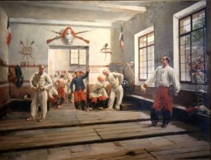 A la salle d'armes - La lecon de veille by Marius Roy