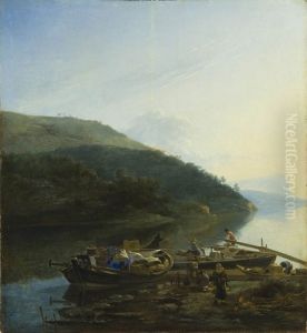 Riverscape with Laden Boats by Adam Pynacker