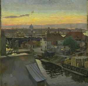 View of Wilders Square at Christianshavn. Evening, 1906 by Edvard Weie