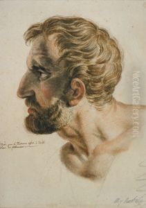 Study of head for painting depicting "Les Atheniens" by Mattheus Ignatius van Bree
