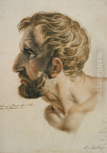 Etude de tete pour peinture avec representation de << Les Atheniens >>
