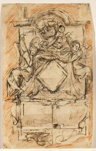 Design for a wall memorial stone with epitaph by Pieter Verbrugghen the Elder