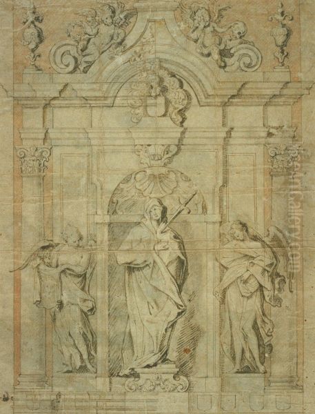 Ontwerp voor een grafmonument met Mater Dolorosa - view 1