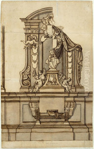 Ebauche d'un monument funeraire de Jacques-Francois de Caverson dans l'ancienne eglise dominicaine de Bruxelles Ebauche d'un monument funeraire de Jacques-Francois de Caverson dans l'ancienne eglise dominicaine de Bruxelles