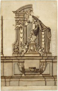 Entwurf fur das Grabmal von Jacobus Franciscus van Caverson in der ehemaligen Dominikanerkirche in Brussel by Michiel van der Voort (I)