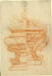 Ontwerp voor een reliekschrijn in de vorm van een tombe by Michiel van der Voort (I)