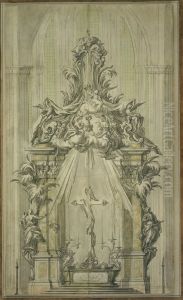 Entwurf fur einen Altar mit grossem Kreuz by unknown