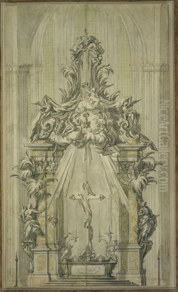 Design for an altar with large cross - view 1
