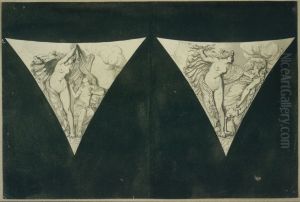 Entwurfe fur zwei Hohlraume zwischen Rundbogen und ihrer Umrahmung mit Darstellung von allegorischen Figuren by Gilles-Lambert Godecharle