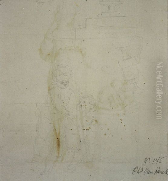 Dessin au crayon de deux enfants - view 1
