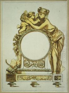 Ebauche d'une horloge avec femme et amour by unknown