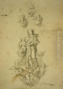 Tableau de la Sainte Vierge avec anges