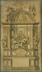 Design for an altar with reliquary of the Holy Cross by Willem Ignatius Kerricx