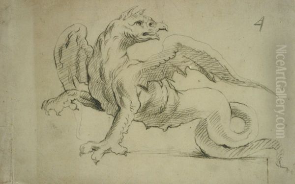 Drachen, nach links gewendet, mit Kopf nach rechts drehend - view 1
