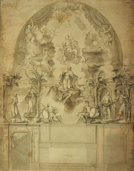 Ceremonial decoration of the high altar of the Recollect Friars Minor of Antwerp - view 1