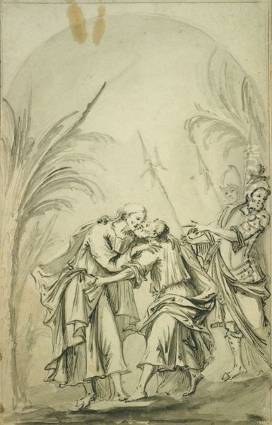 Entwurf fur ein Relief mit einer Passionsszene von Christus: der Judaskuss - view 1