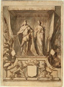 Design for a throne of honour depicting the Duke of Monterey and a female allegorical figure