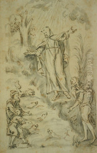 Ebauche d'un bas-relief avec saint Francois d'Assise prechant aux poissons Ebauche d'un bas-relief avec saint Francois d'Assise prechant aux poissons
