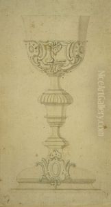 Chalice with Rococo decoration and stem in Louis XVI style by Willem Ignatius Kerricx