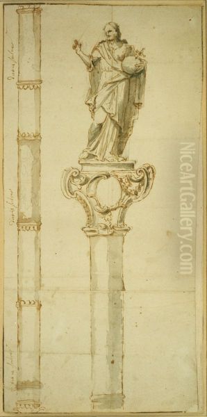 Ontwerp voor een ceremoniestaf met Christus Salvator - view 1