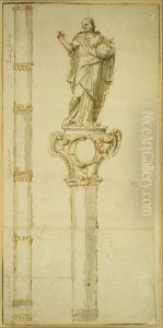 Entwurf fur einen Zeremonienstab mit Christus Salvator by Willem Ignatius Kerricx