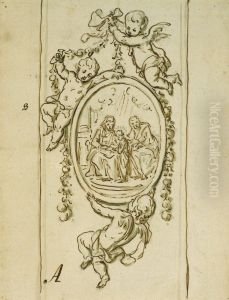 Design for a medallion depicting St. Anne giving instruction to the Virgin Mary by Michiel van der Voort (I)